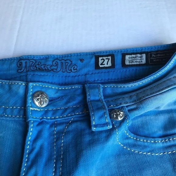 Miss Me Bermuda Pacific Blue Embellished Shorts - Picture 3 of 12